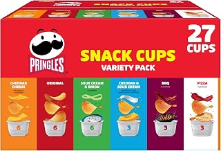 Pringles Potato Crisps Chips, Lunch Snacks, Snack Cups, Variety Pack, 19.5oz Box (27 Cups)