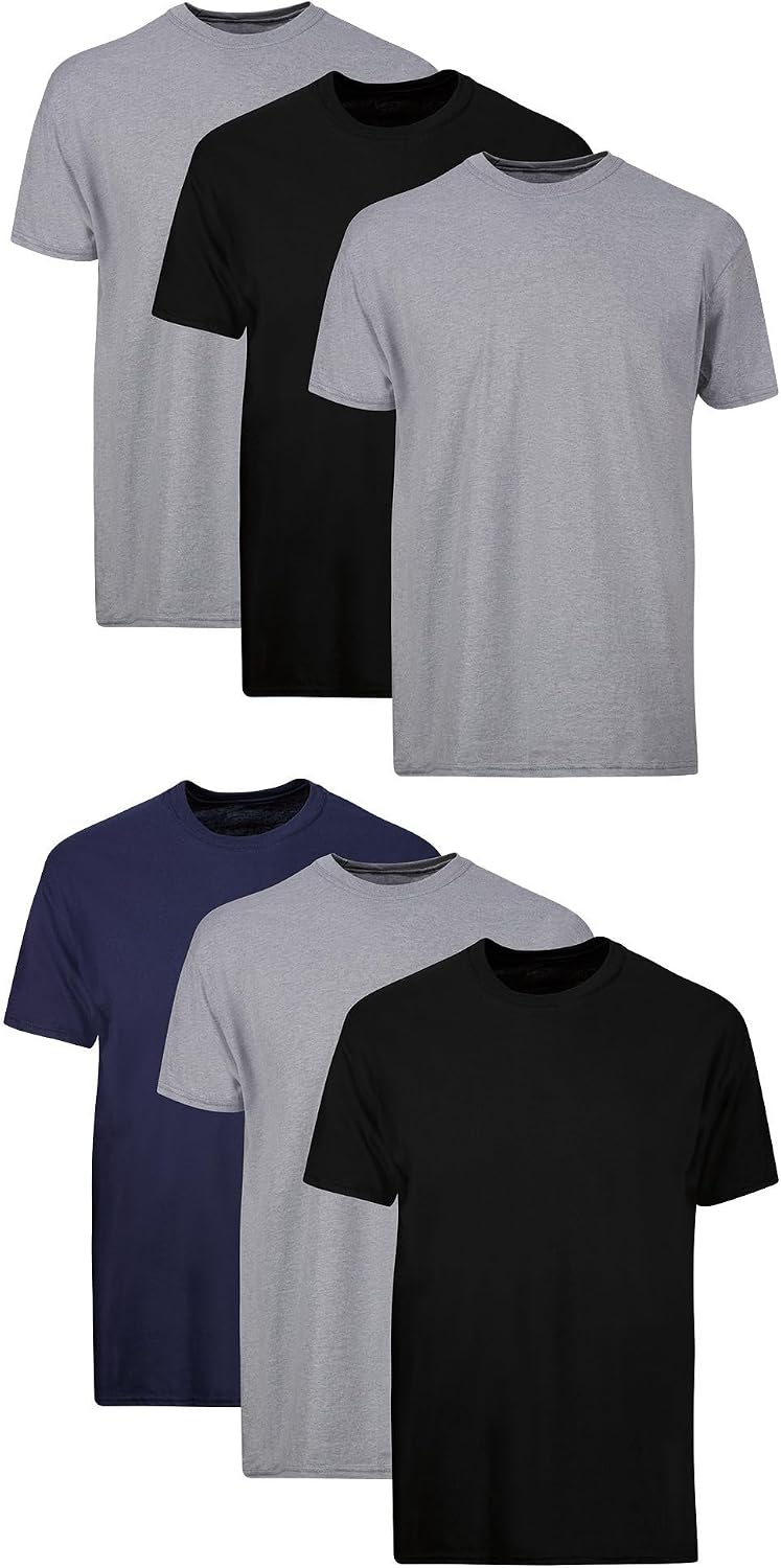 Men's Undershirt Packs, Stay-Tucked Soft Cotton Undershirts, Best Undershirts for Men, White/Black/Asstd Multipacks