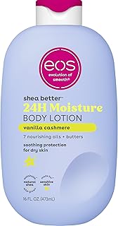 eos Shea Better Body Lotion Vanilla Cashmere, 24-Hour Moisture Skin Care, Lightweight & Non-Greasy, Natural Shea, Vegan, Vanilla Body Lotion, 16 fl oz