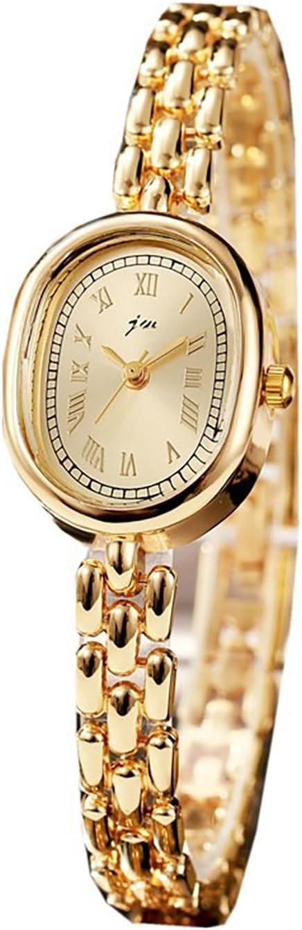 Women’s Bracelet Watch Small Face – Elegant Oval Quartz Analog Wristwatch with Metal Link Band, Gold & Silver Options, Slim Roman Numeral Dial Dress Watch for Ladies