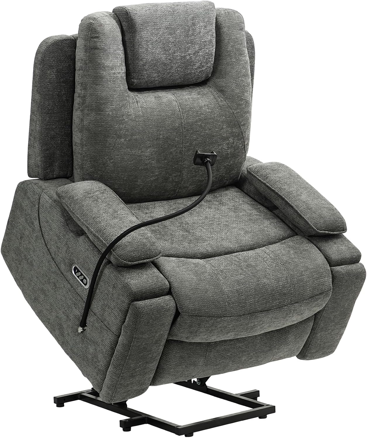 Oversized Dual Motor Recliner Power Lift Chair for Elderly Big Tall, Zero-Gravity Power Recliner Sofa, 350lbs Heavy Duty Seat with 4D Armrests, Full Lay-Flat Positioning, Phone Slot, Grey
